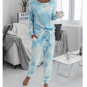 Blue Tie-Dye Long Sleeve Top and Joggers